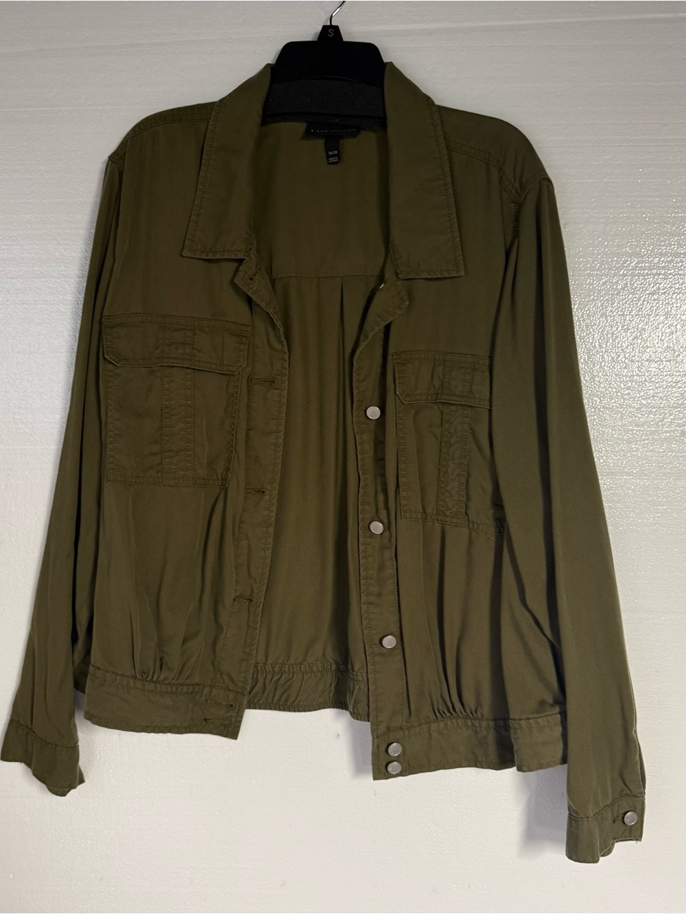 Lane Bryant Women Plus 26 Olive Green Utility Jacket Tencel Pockets Button Front